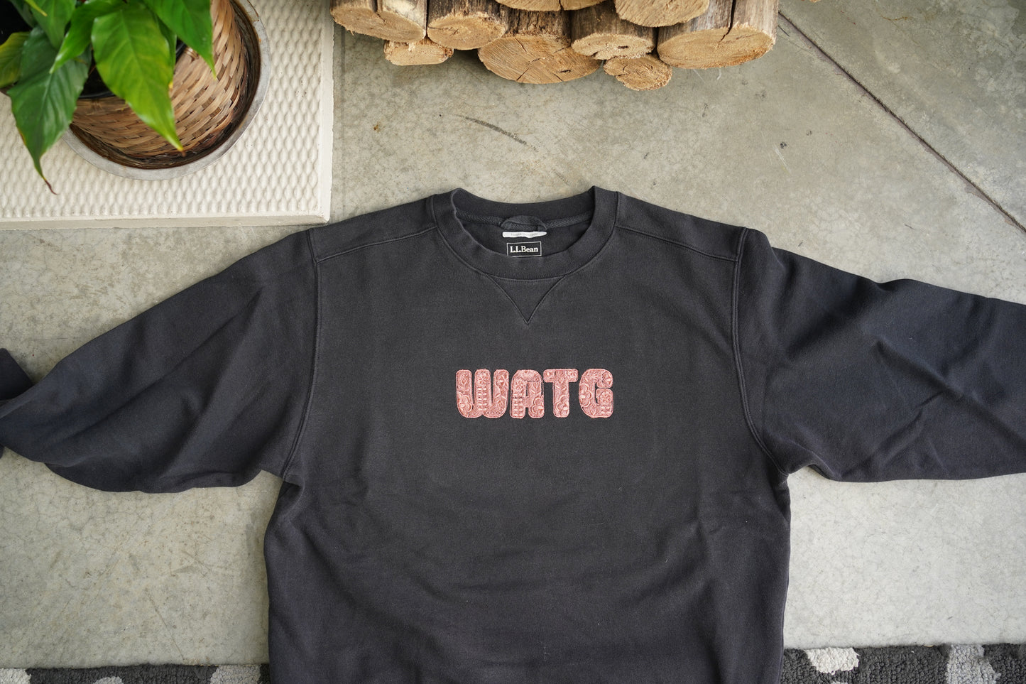 (M) Embroidered Sweatshirt (Monochrome Floral WATG)
