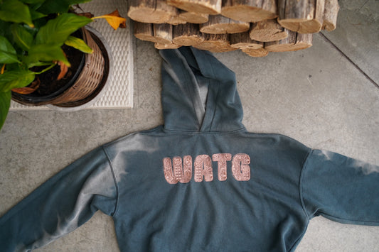 (M) Embroidered Bleached Hoodie (WATG Floral)