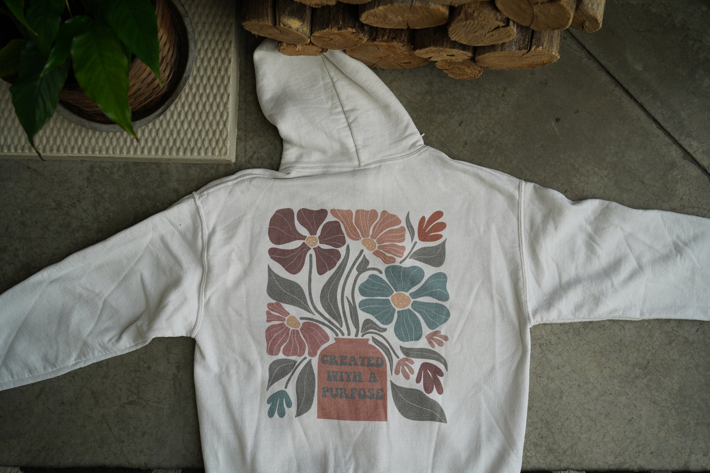(M) Embroidered Women's Sweatshirt (Floral Back Panel)